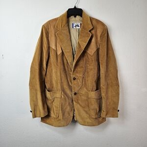 Vintage Brad Whitney corduroy blazer with real leather yoke and elbows patches.